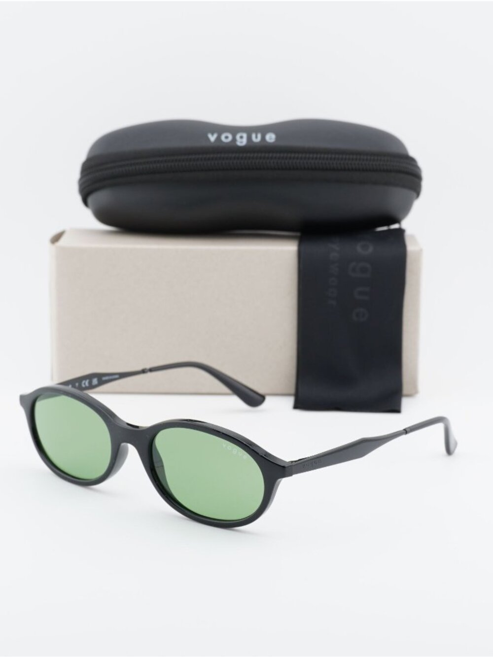 Vogue VO5625S W44/2 Oval Sunglasses – Black / Green